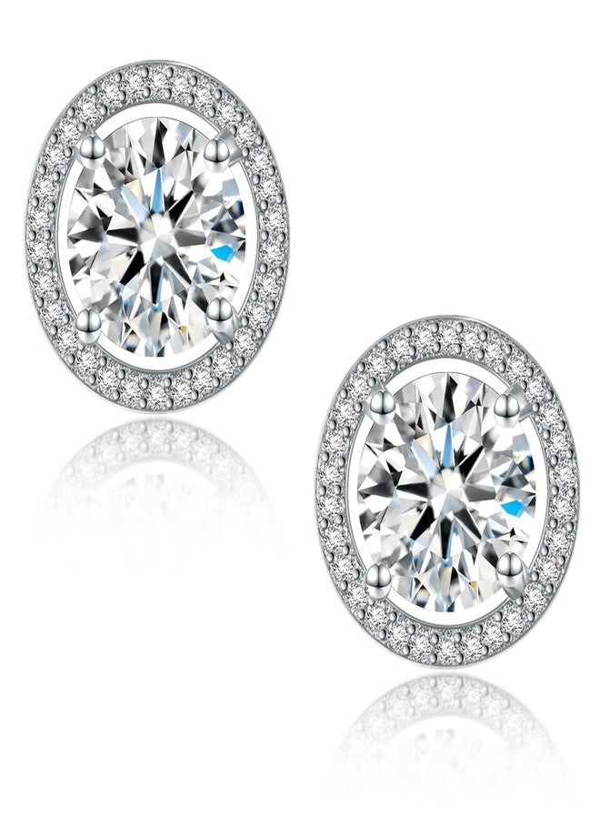 SecreTalk Moissanite Stud Earrings, 1-4CT Halo Round D Color Ideal Cut 925 Sterling Silver Earrings for Women with Certificate of Authenticity (2cttw pair/ 1ct each) - Image 1